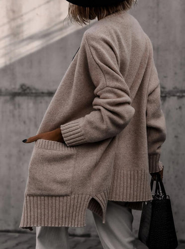 Damen gemütlicher Strickcardigan mit lässiger Silhouette und praktischen Taschen Heidi-Mode
