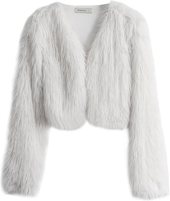 Damen Flauschige Kurzjacke mit offenem Schnitt Heidi-Mode