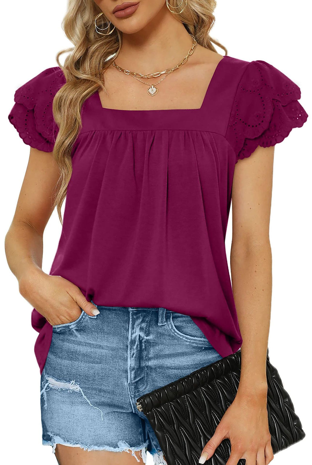 Damen Bluse mit dekorativen Puffärmeln und femininem Schnitt Heidi-Mode