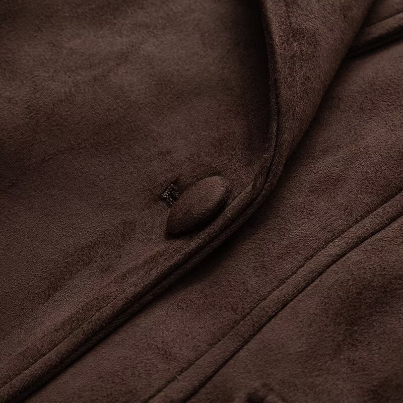 Damen elegante Wildlederjacke mit Taillengürtel Heidi-Mode