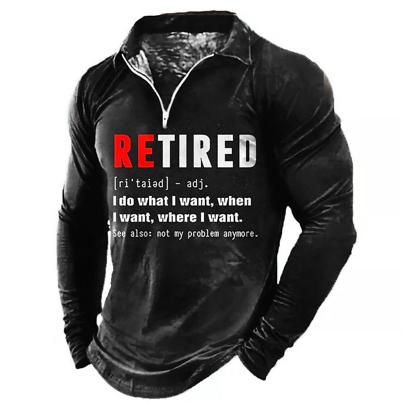 Herren Langarmshirt mit lässigem Reißverschluss und kreativem Statement Heidi-Mode