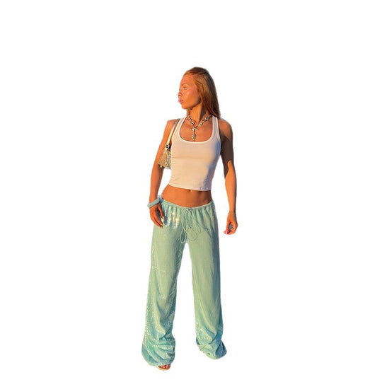 Damen Glitzernde Palazzo-Hose Heidi-Mode