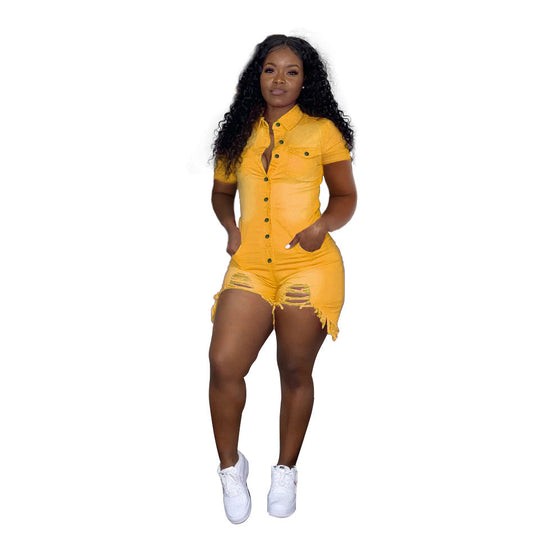 Heidi-Mode | Damen Shorts und Kurzarm Hemd Druckoverall