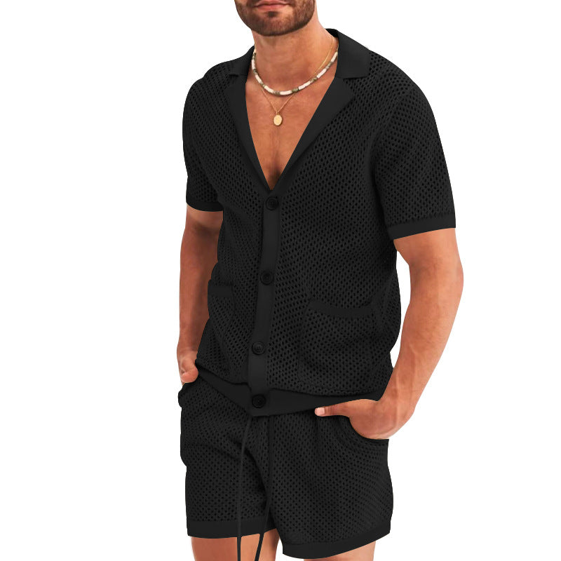 Herren atmungsaktives Künstler-Shorts-Set mit strukturiertem Design Heidi-Mode