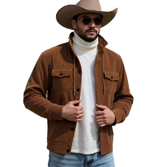 Herren Cordjacke mit verstellbarem Kordelzug und praktischen Brusttaschen Heidi-Mode