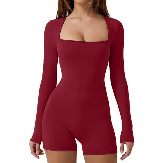 Damen Bodysuit mit langem Arm und modischem quadratischen Ausschnitt Heidi-Mode