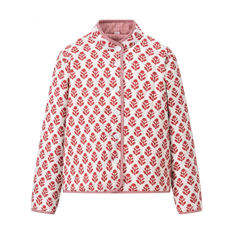 Damen Steppjacke mit floralem Muster und bequemem Schnitt Heidi-Mode