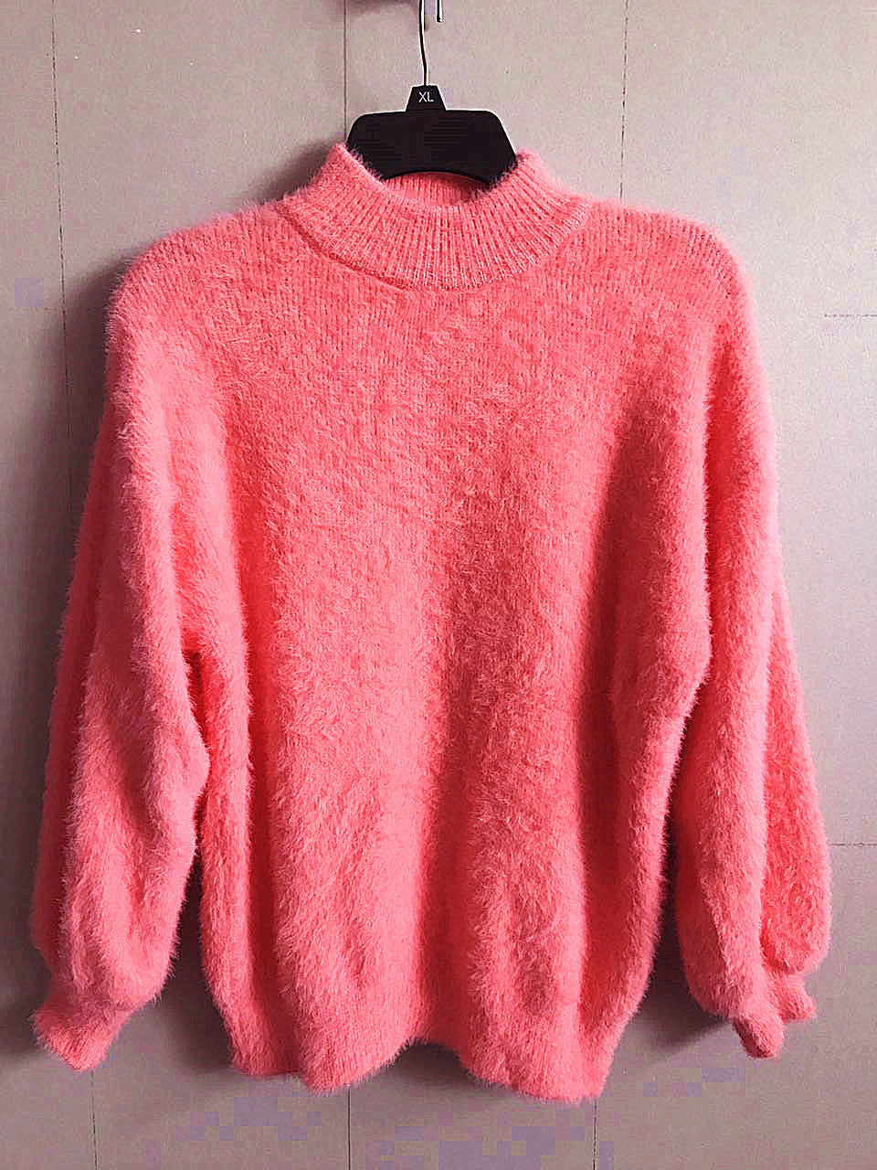 Damen Flauscher Rollkragenpullover mit Puffärmeln und strukturiertem Design Heidi-Mode