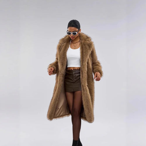 Damen luxuriöser kunstfellmantel im großzügigen Design Heidi-Mode