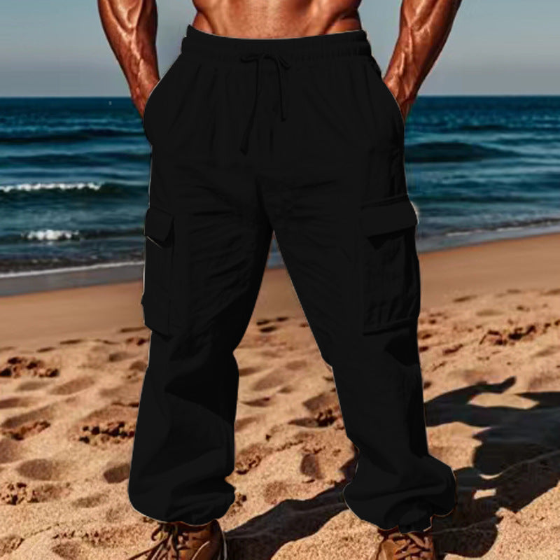 Herren lässige Cargo-Hose mit praktischen Seitentaschen und elastischem Bund Heidi-Mode