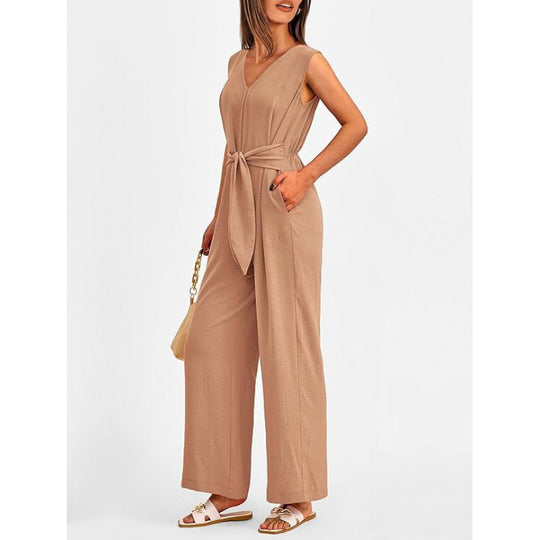 Damen Eleganter Jumpsuit mit taillierter Silhouette und V-Ausschnitt Heidi-Mode