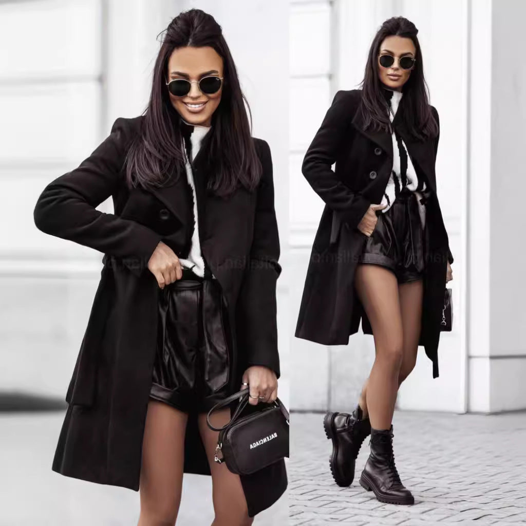 Damen Eleganter Woll-Trenchcoat Heidi-Mode