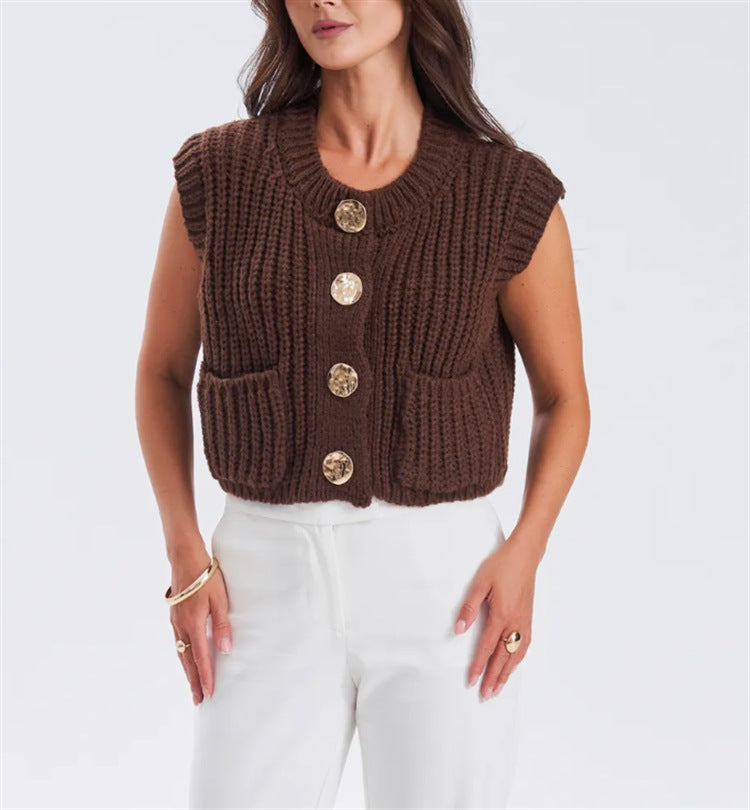 Damen Strickjacke mit goldenen Knöpfen und lässigem Schnitt Heidi-Mode