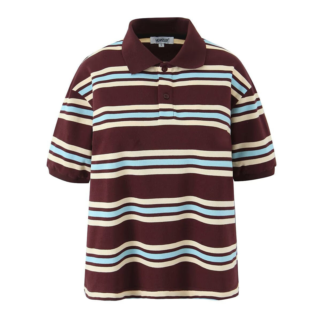 Heidi-Mode | Gestreiftes Kurzarm-T-Shirt Faltenrock mit niedrigem Bund Set