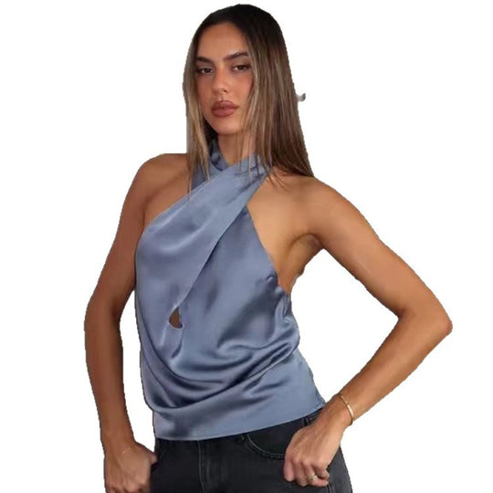Damen Elegantes Chiffon-Oberteil mit asymmetrischem Schnitt Heidi-Mode