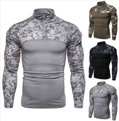 Herren Funktionales Langarmshirt im sportlichen Design mit Stehkragen und Reißverschluss Heidi-Mode