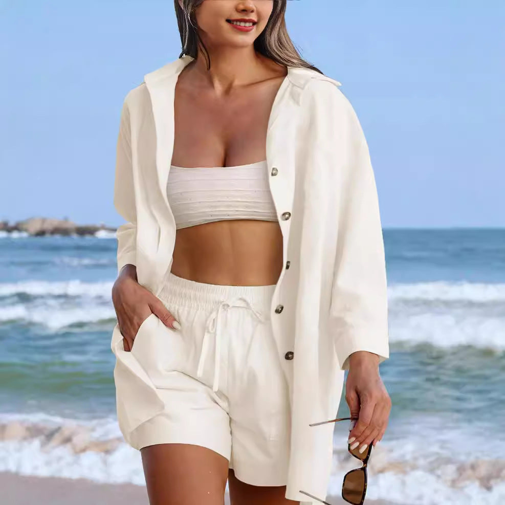Damen lässiges Kurzarm-Hemd und Bermuda-Shorts Ensemble Heidi-Mode