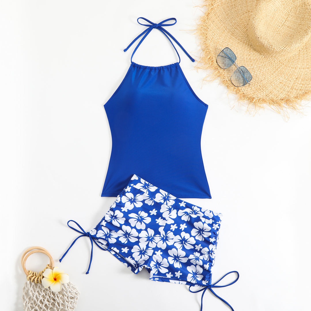 Damen Tankini mit verspieltem Blütenmuster und anpassbaren Trägern Heidi-Mode