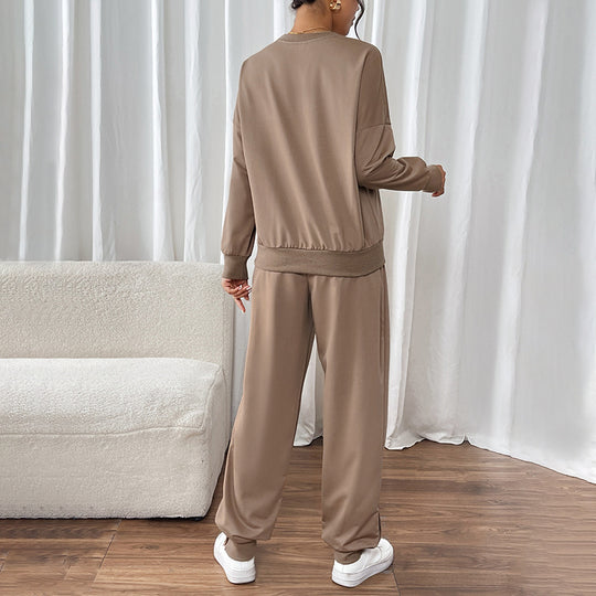 Damen sportliches Sweatshirt- und Jogginghose-Set mit elastischem Bund Heidi-Mode