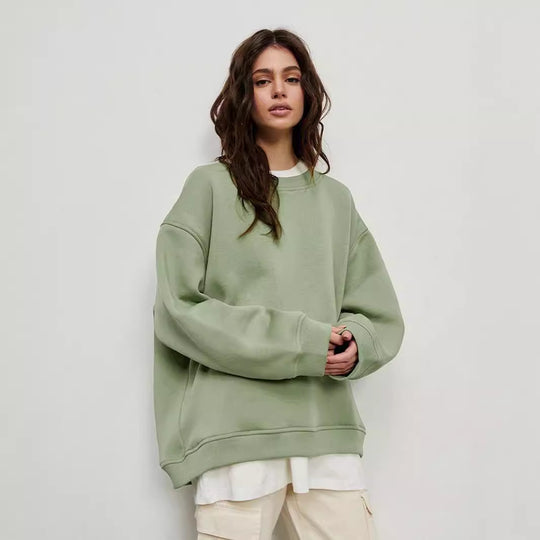 Damen Oversized Sweatshirt im lässigen Stil mit übergroßen Ärmeln und elastischen Bündchen Heidi-Mode