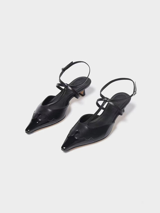 Femme Spitz-Zehen Slingback Schuhe mit künstlerischem Ausschnitt-Design Heidi-Mode