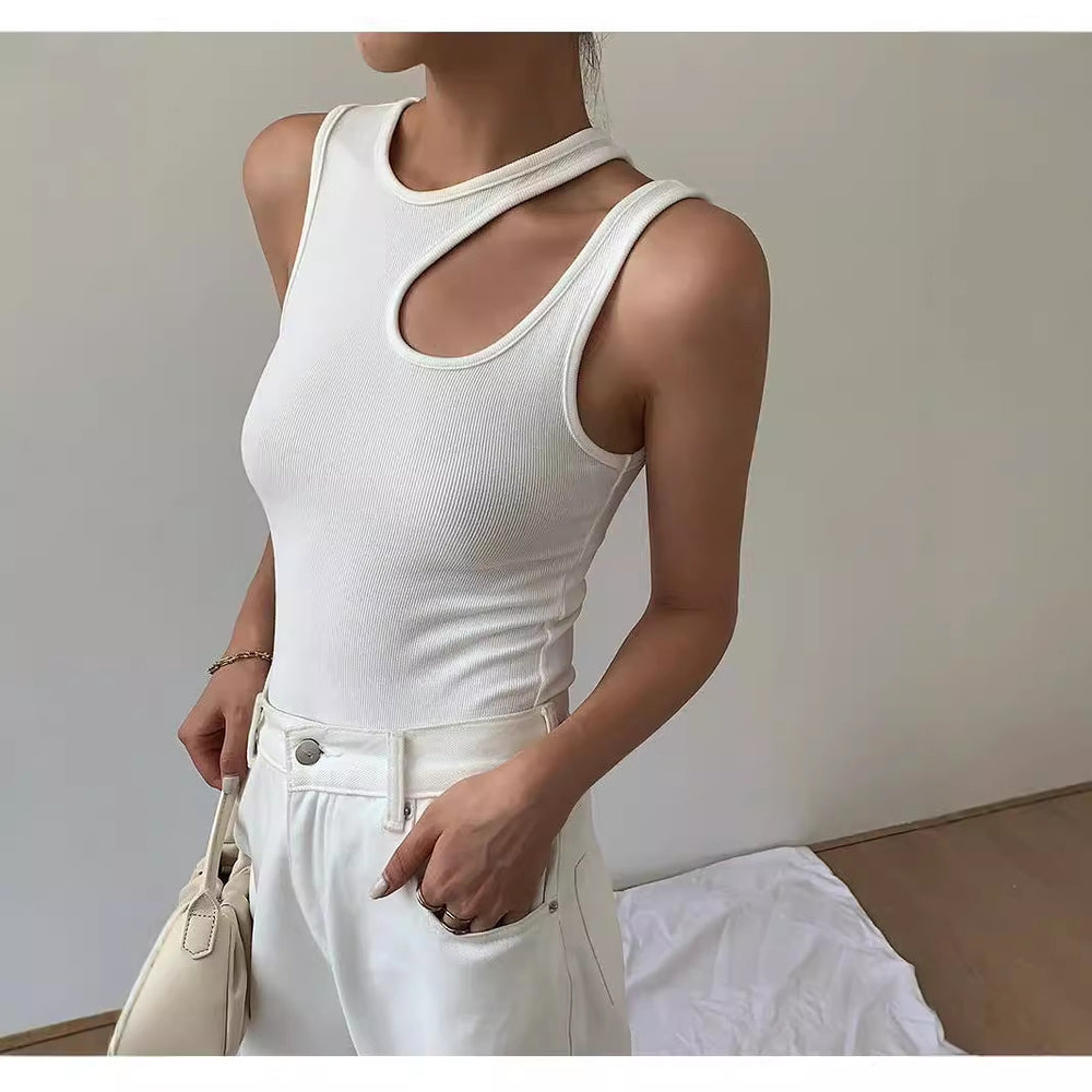 Damen Tanktop mit einzigartigem Cut-Out Design und sportlichem Schnitt Heidi-Mode