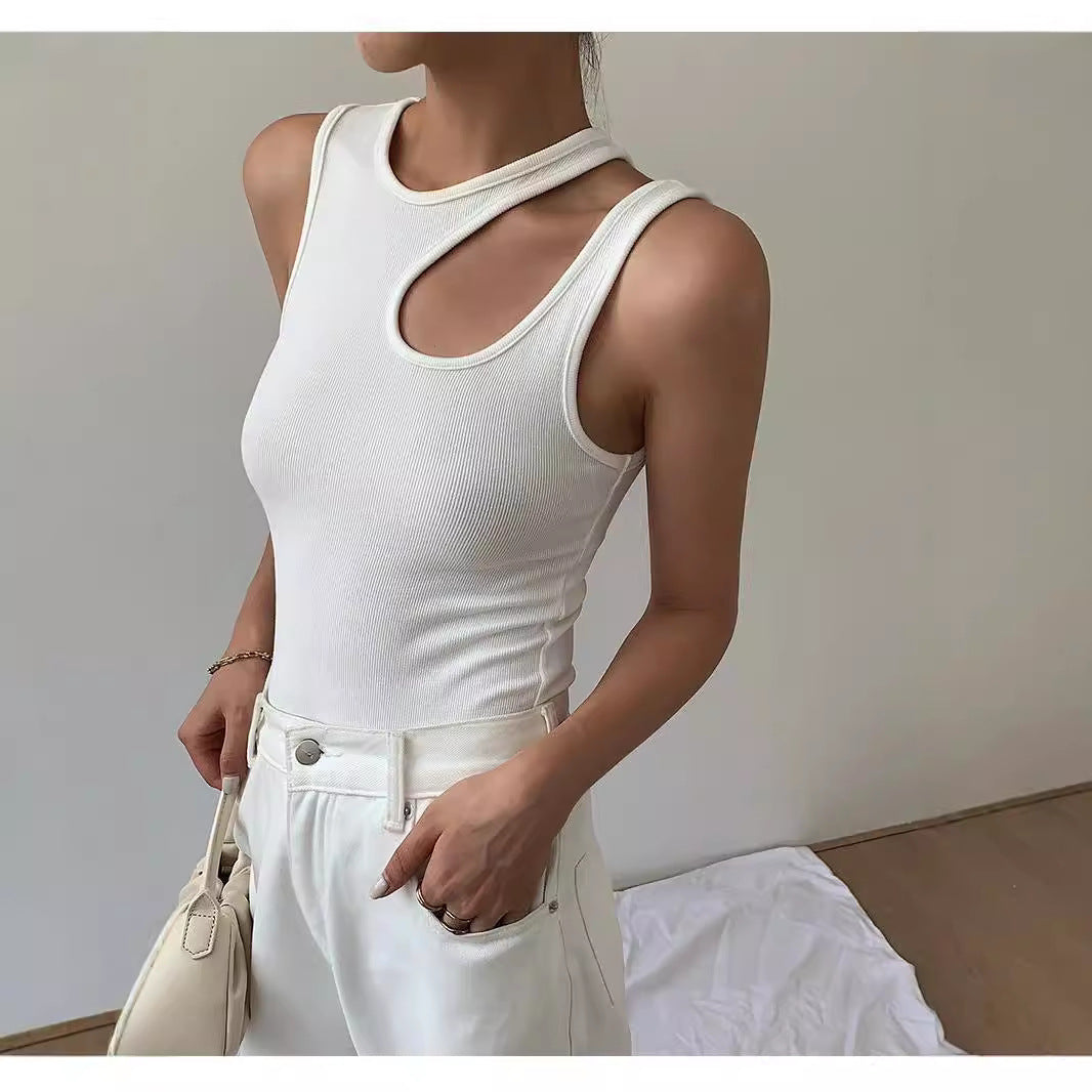 Damen Tanktop mit einzigartigem Cut-Out Design und sportlichem Schnitt Heidi-Mode