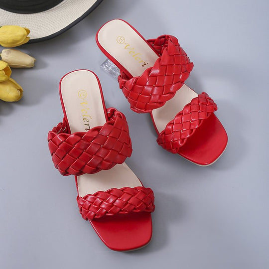 Damen Geflochtene Slide Sandalen mit hochwertigem Fußbett Heidi-Mode