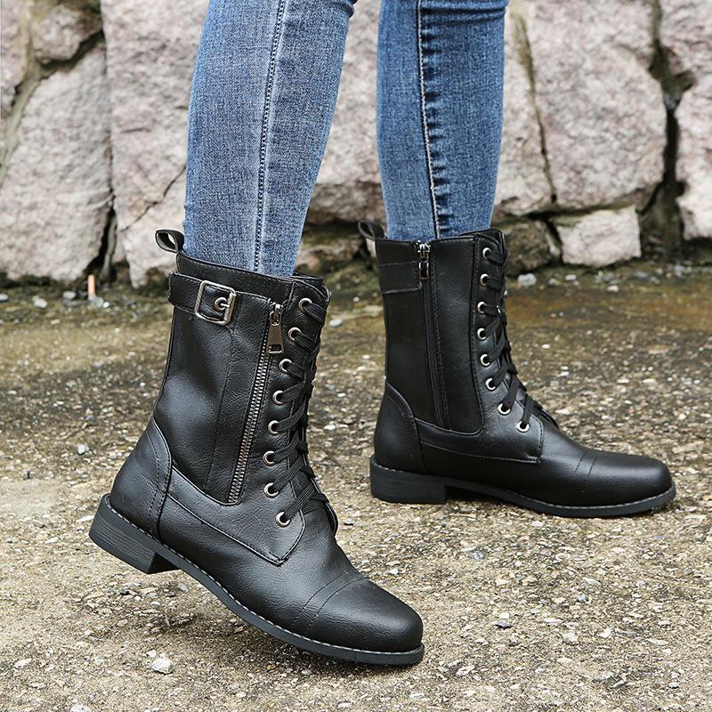 Heidi-Mode | Leder Stiefeletten mit Reißverschluss für Damen