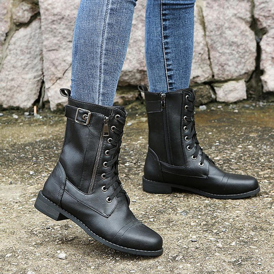 Heidi-Mode | Leder Stiefeletten mit Reißverschluss für Damen