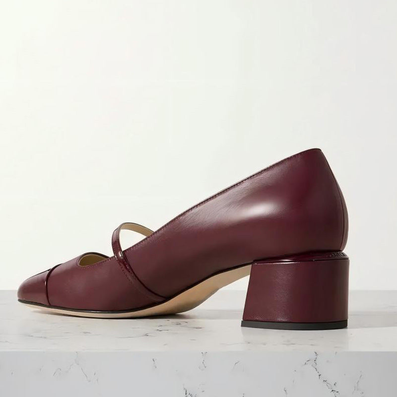 Femme Elegante Blockabsatz Mary Jane Schuhe Heidi-Mode