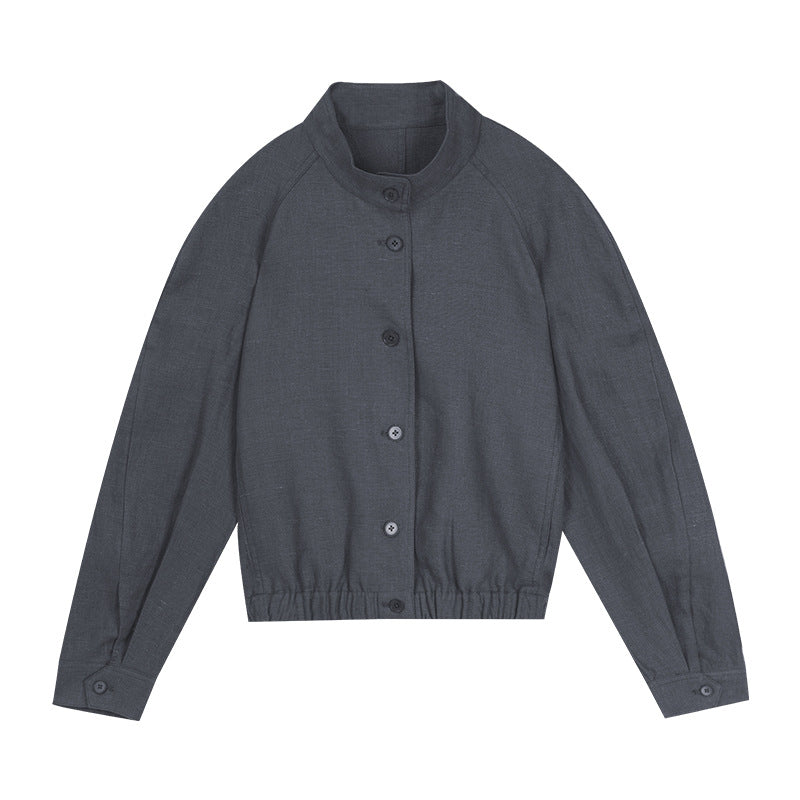 Damen lässige Jacke mit Knopfleiste und elastischem Bund Heidi-Mode