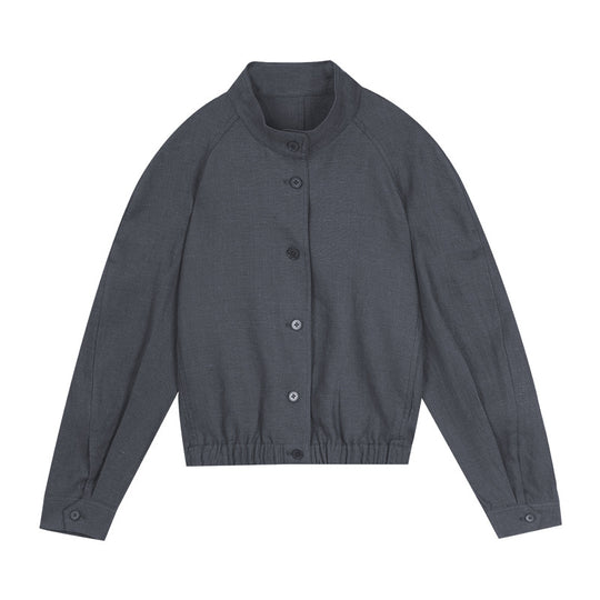 Damen lässige Jacke mit Knopfleiste und elastischem Bund Heidi-Mode