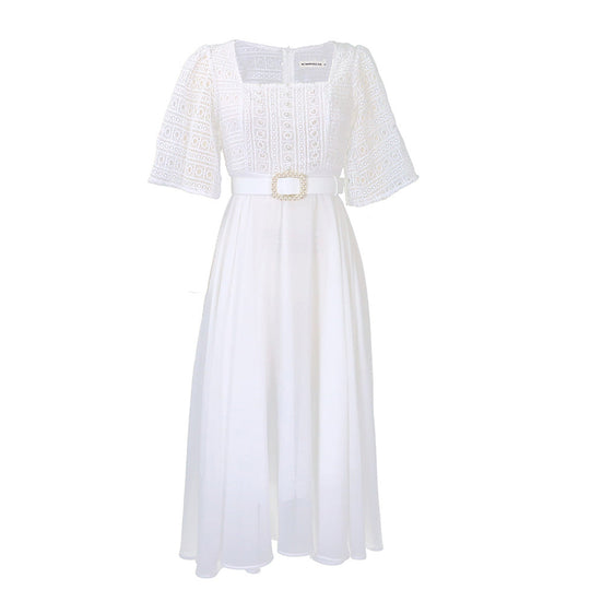 Heidi-Mode | Damen Country Chic Antik Stil Kleid mit Bundgürtel