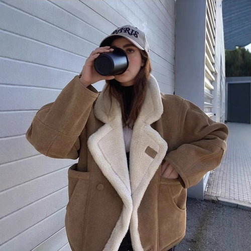 Damen Oversized-Winterjacke mit Plüsch Heidi-Mode