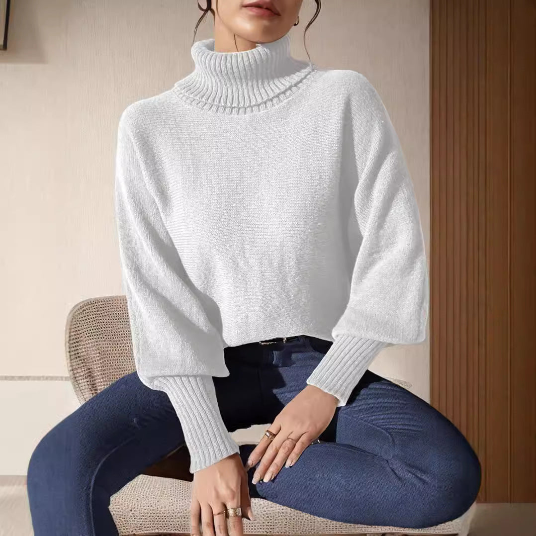 Damen modischer Rollkragenpullover mit lässigem Schnitt und strukturiertem Maschenmuster Heidi-Mode