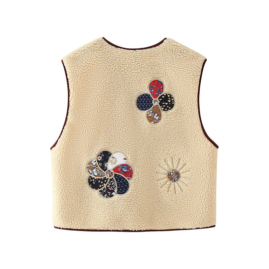 Damen Weste mit floralem Design und kuscheligem Fleece Heidi-Mode