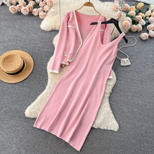 Damen elegantes Strickkleid mit passendem Blazer Heidi-Mode