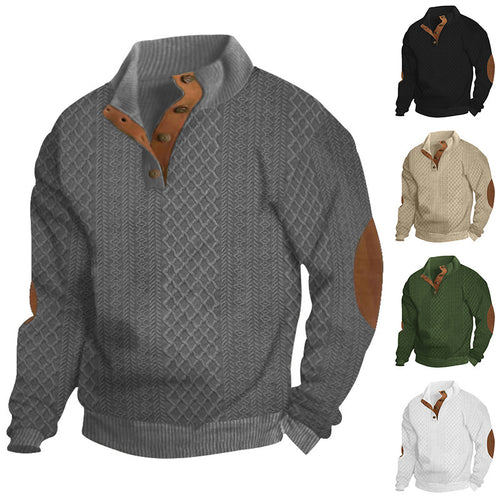 Herren Sweatshirt mit strukturiertem Strickmuster details Heidi-Mode