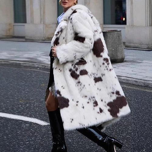 Damen Luxuriöse Kunstfelljacke mit auffälligem Tiermuster Heidi-Mode