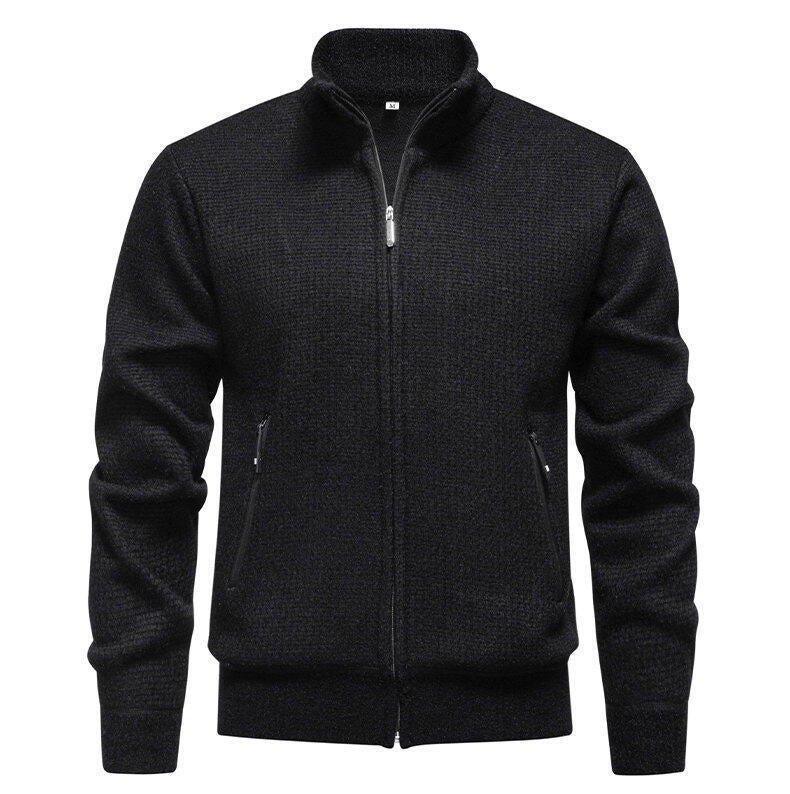 Herren Strickjacke mit modernem Zipper und seitlichen Reißverschlusstaschen Heidi-Mode