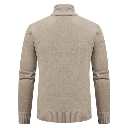 Herren Strickjacke mit modernem Zopfmuster und hohem Stehkragen Heidi-Mode