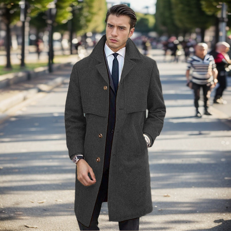 Herren urbaner Wollmantel mit asymmetrischem Schnitt Heidi-Mode