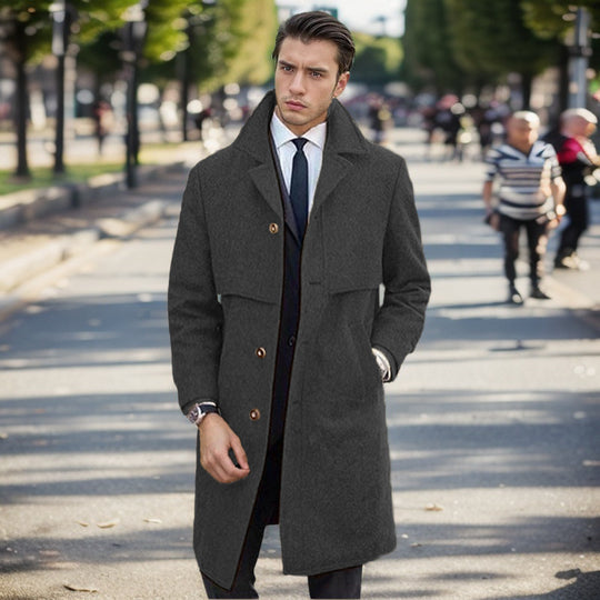 Herren urbaner Wollmantel mit asymmetrischem Schnitt Heidi-Mode