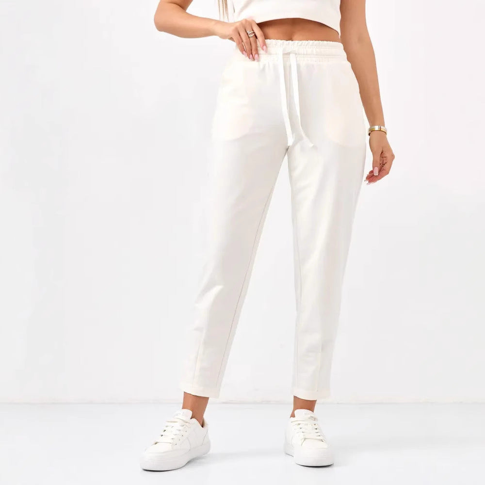 Damen Elegante Jogginghose mit Kordelzug und schmalem Schnitt Heidi-Mode