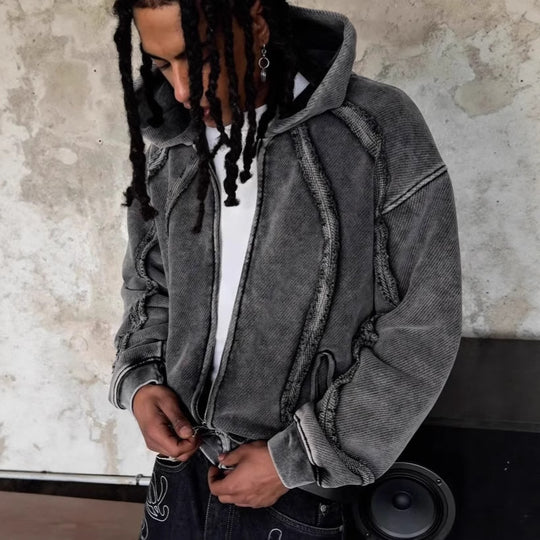 Herren Urbaner Kapuzenpullover aus strukturiertem Material Heidi-Mode