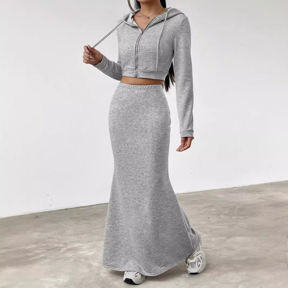 Damen Hoodie und Maxi-Rock Set Heidi-Mode