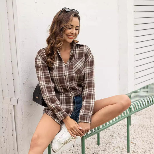 Damen Karierte Freizeitbluse Heidi-Mode