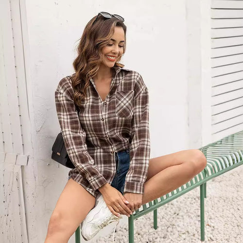 Damen Karierte Freizeitbluse Heidi-Mode