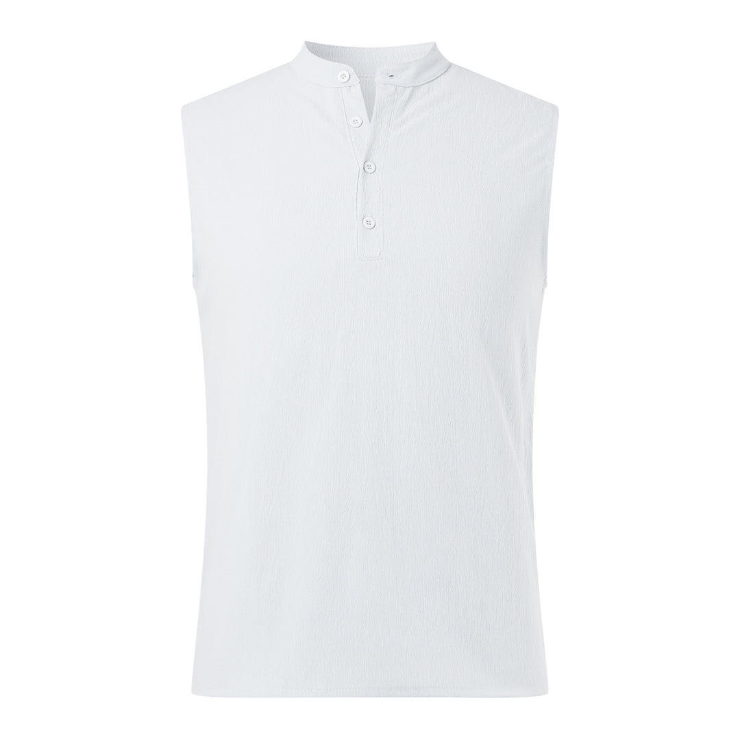 Herren Ärmelloses Henley-Shirt aus atmungsaktivem und leichtem Material Heidi-Mode